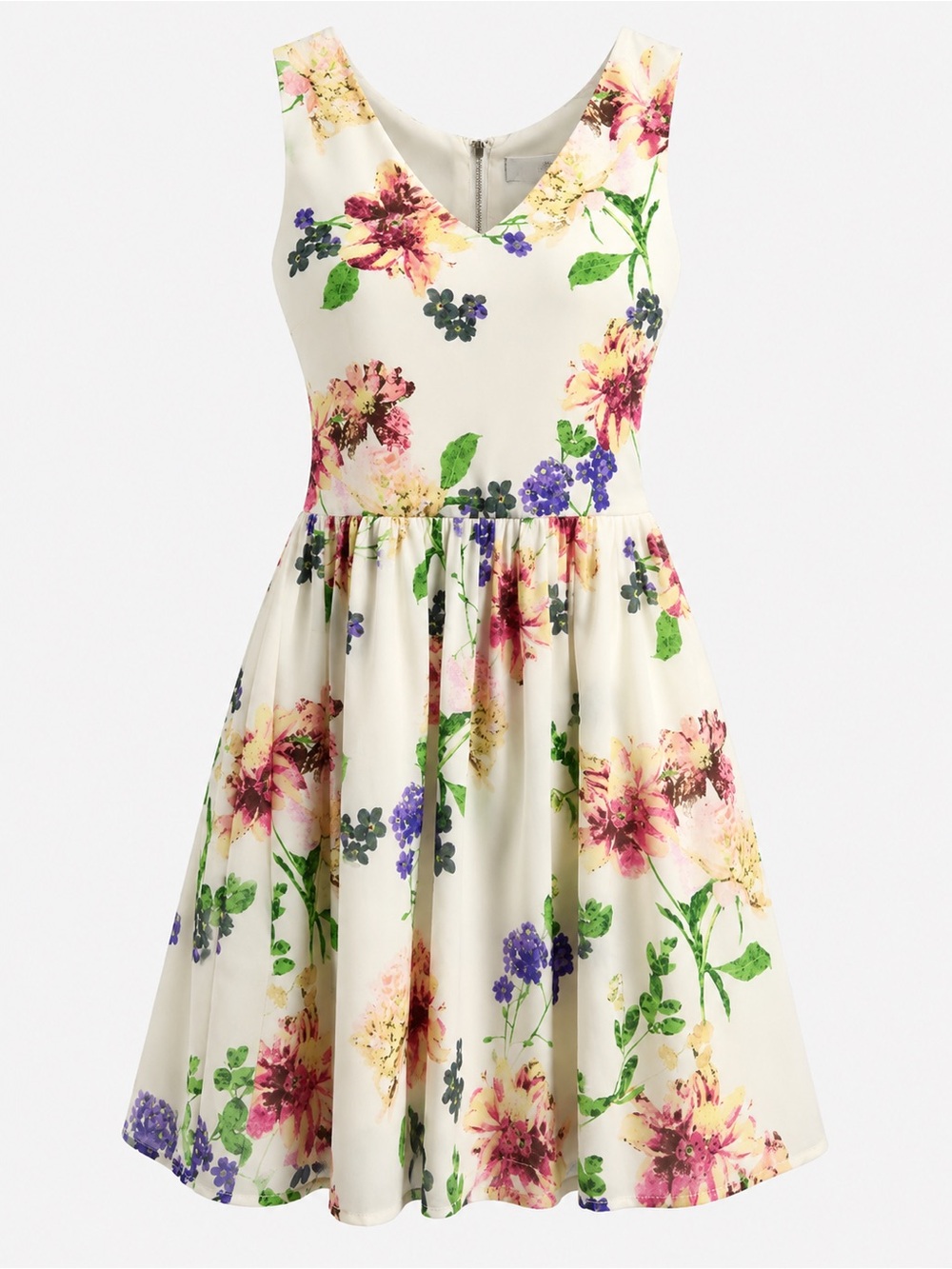 Jack by BB Dakota Floral Fit & Flare Dress Size 2 Ivory Sleeveless